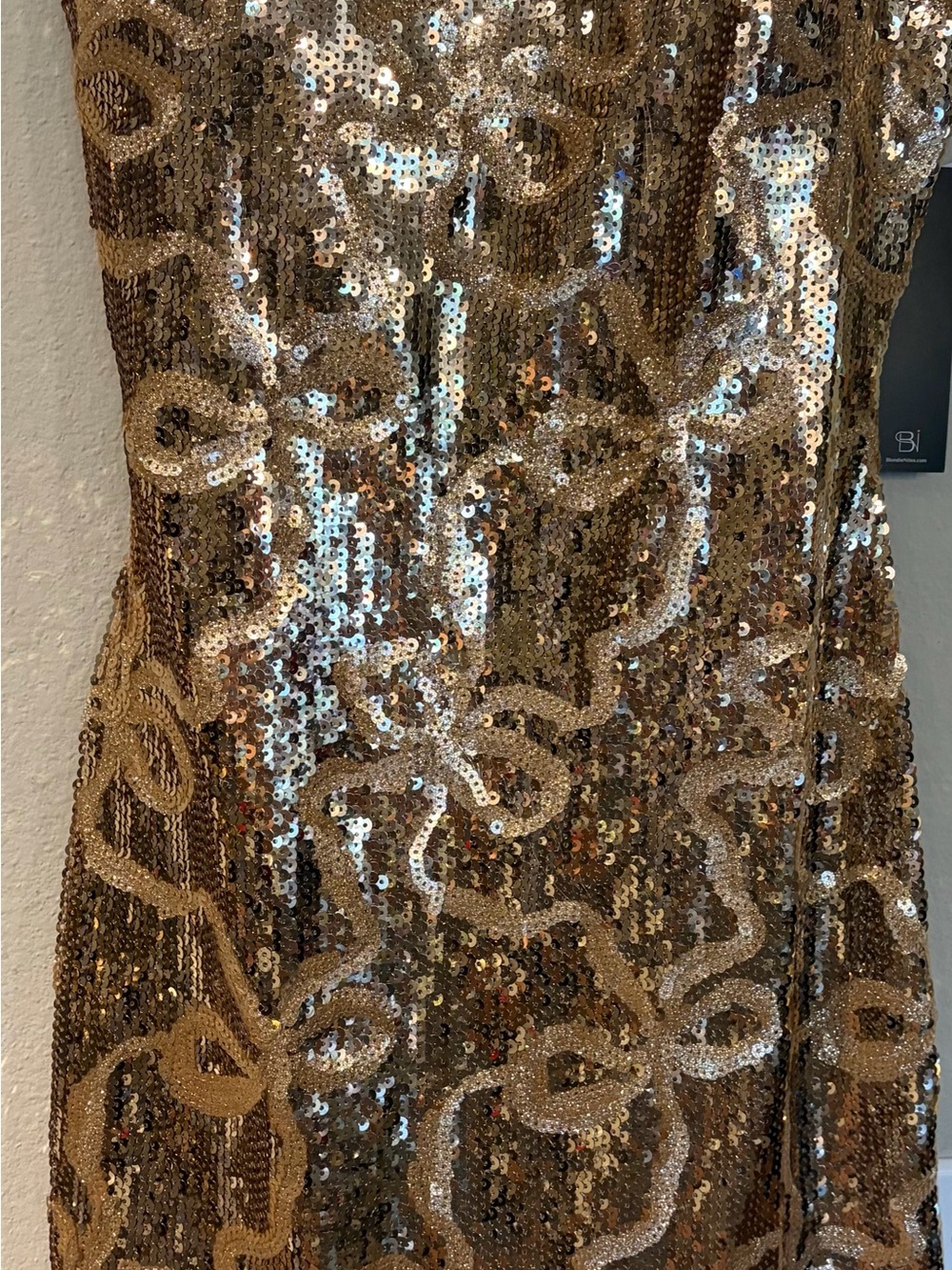 Gold Sequin Evening Dress -